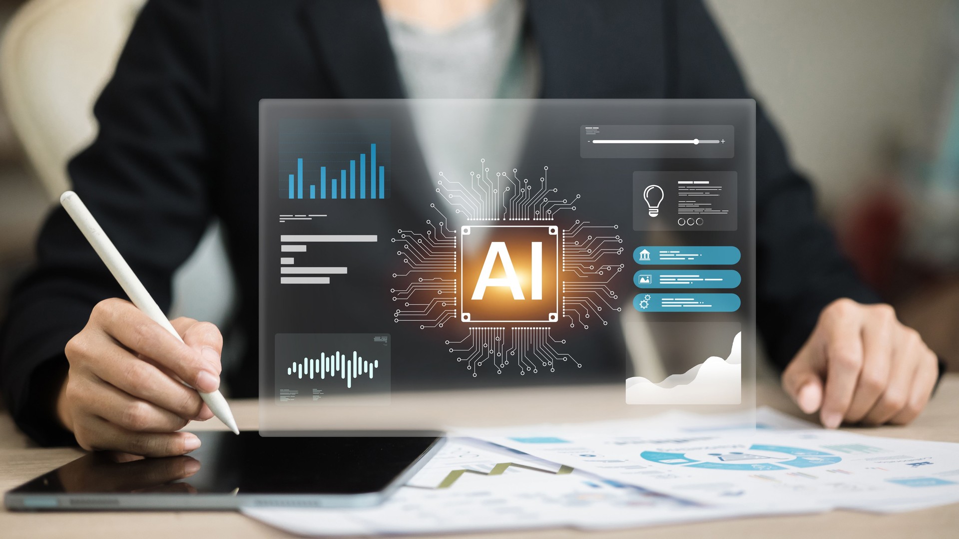 Artificial Intelligence Dashboard with Data Analytics and Digital Business Technology